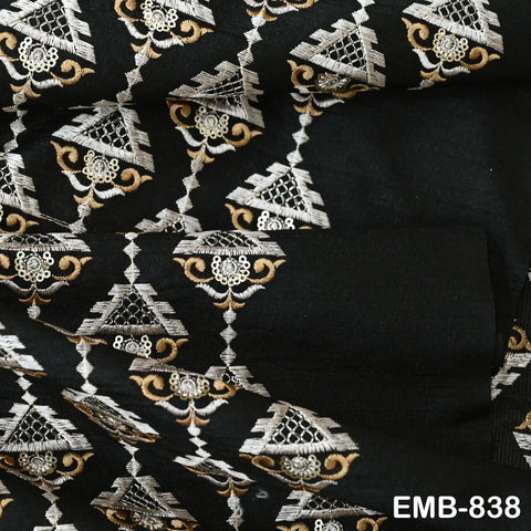 Indian Black Wedding Dresses Material Embroidered Fabric by the yard Sewing DIY Crafting Embroidery Costumes Cushion Covers Table Runners