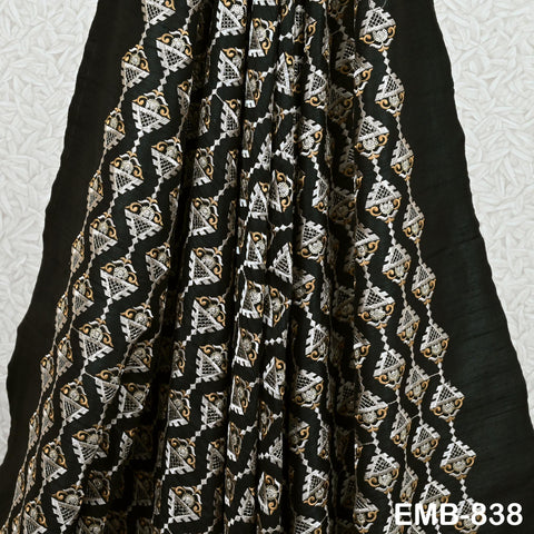 Indian Black Wedding Dresses Material Embroidered Fabric by the yard Sewing DIY Crafting Embroidery Costumes Cushion Covers Table Runners