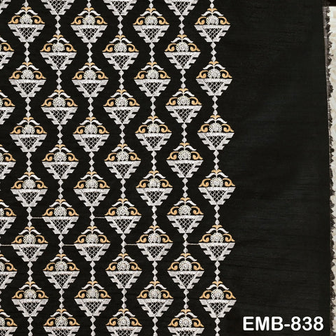 Indian Black Wedding Dresses Material Embroidered Fabric by the yard Sewing DIY Crafting Embroidery Costumes Cushion Covers Table Runners