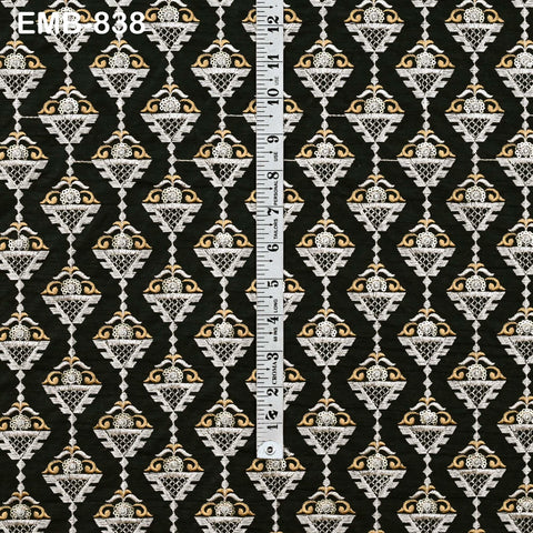 Indian Black Wedding Dresses Material Embroidered Fabric by the yard Sewing DIY Crafting Embroidery Costumes Cushion Covers Table Runners