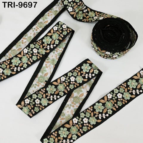 9 Yard Indian Embroidery Fabric 5cm Trim Embellishments DIY Crafting Sewing Saree Indian Sari Border Embroidered Ribbons Decorative Tapes