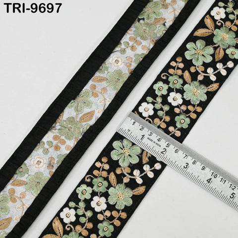 9 Yard Indian Embroidery Fabric 5cm Trim Embellishments DIY Crafting Sewing Saree Indian Sari Border Embroidered Ribbons Decorative Tapes