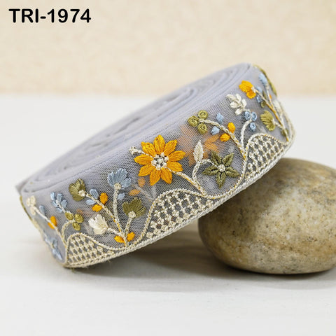 9 Yard Embroidery Ribbon Trim Indian Sewing Embellishment Embroidered Fabric Saree Trimmings Crafting Border Wedding Dress 4cm