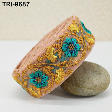 3 Yard Embroidery Ribbons Indian Trim DIY Crafting Hair Accessories Sari Border Wedding Sewing Dress Embroidered Embellishment Trimmings 5cm