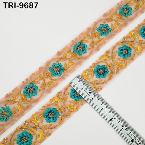 3 Yard Embroidery Ribbons Indian Trim DIY Crafting Hair Accessories Sari Border Wedding Sewing Dress Embroidered Embellishment Trimmings 5cm