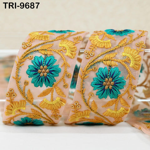 3 Yard Embroidery Ribbons Indian Trim DIY Crafting Hair Accessories Sari Border Wedding Sewing Dress Embroidered Embellishment Trimmings 5cm