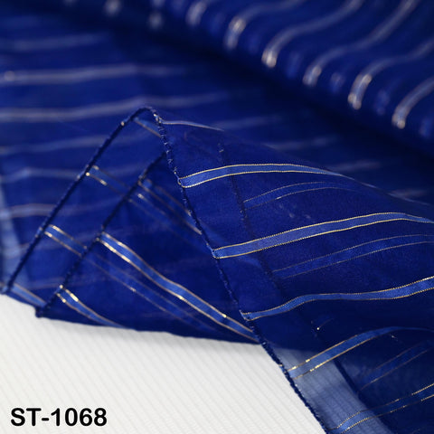 Navy Blue Dupatta Organza Indian Bridal Wedding Lehenga Chunni Veil Gold Zari Scarf Fabric Crafting Dresses Costumes Gift for Her