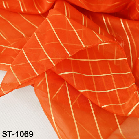 Orange Dupatta Organza Indian Bridal Wedding Lehenga Chunni Veil Gold Zari Scarf Fabric Crafting Dresses Costumes Gift for Her