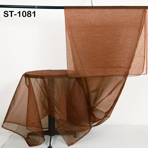 Handcrafted festive dupatta in golden brown, featuring fine metallic vertical detailing.