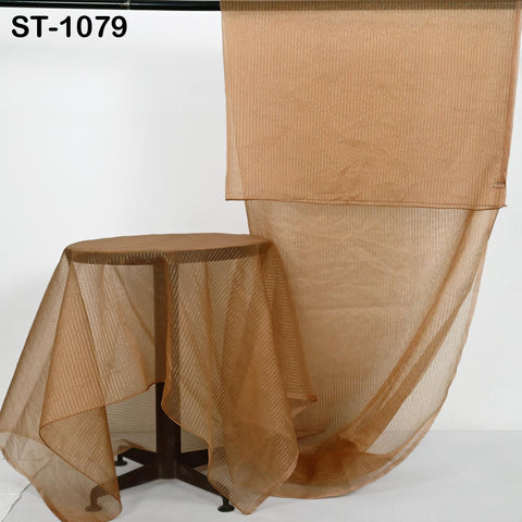 Elegant light brown organza bridal dupatta with gold shimmer, styled on a display stand for Indian wedding wear.