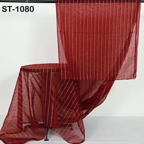 Maroon Dupatta Organza Indian Bridal Wedding Lehenga Chunni Veil Gold Zari Scarf Fabric Crafting Dresses Costumes Gift for Her