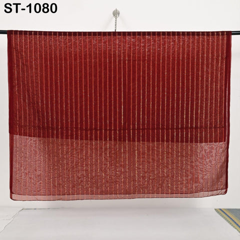 Maroon Dupatta Organza Indian Bridal Wedding Lehenga Chunni Veil Gold Zari Scarf Fabric Crafting Dresses Costumes Gift for Her