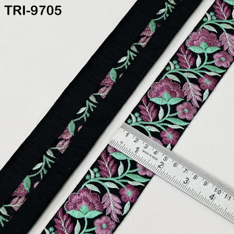 9 Yard Wine Indian Embroidery Ribbon 5cm Trim Sari Border DIY Crafting Sewing Embroidered Shoe making Designing Curtain Home Decor Trimmings