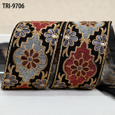 9 Yard Indian Embroidery Ribbon Embellishment Fabric 5cm Trim Embroidered Dog Collars Crafting Costumes Junk Journals Beach Bag Shoes making