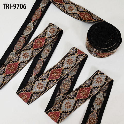 9 Yard Indian Embroidery Ribbon Embellishment Fabric 5cm Trim Embroidered Dog Collars Crafting Costumes Junk Journals Beach Bag Shoes making