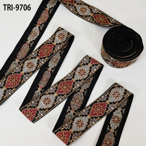 9 Yard Indian Embroidery Ribbon Embellishment Fabric 5cm Trim Embroidered Dog Collars Crafting Costumes Junk Journals Beach Bag Shoes making