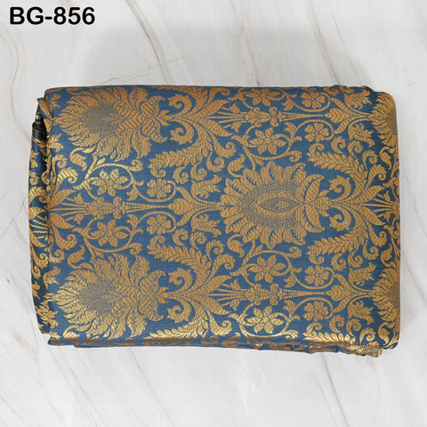 Indian Grey Brocade by the Yard Banarasi Fabric Wedding Dress Bridesmaid Lehenga Blouses Home Furnishing Fabric Banaras Crafting Brocade