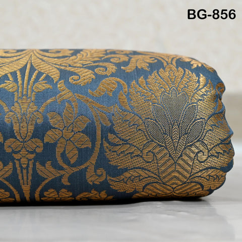 Indian Grey Brocade by the Yard Banarasi Fabric Wedding Dress Bridesmaid Lehenga Blouses Home Furnishing Fabric Banaras Crafting Brocade