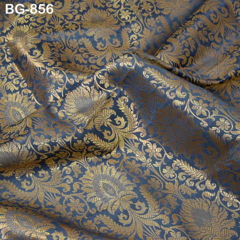 Indian Grey Brocade by the Yard Banarasi Fabric Wedding Dress Bridesmaid Lehenga Blouses Home Furnishing Fabric Banaras Crafting Brocade