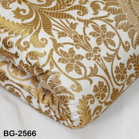 Indian White Brocade by the yard Banarasi Wedding Dress Material Lehenga Skirts Vest or Corset Fabric Theatrical Costumes Upholstery Curtain