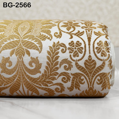 Indian White Brocade by the yard Banarasi Wedding Dress Material Lehenga Skirts Vest or Corset Fabric Theatrical Costumes Upholstery Curtain