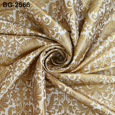 Indian White Brocade by the yard Banarasi Wedding Dress Material Lehenga Skirts Vest or Corset Fabric Theatrical Costumes Upholstery Curtain