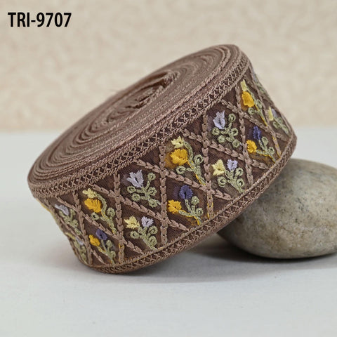 9 Yard Indian Embroidery 5cm Fabric Trim Embellishments DIY Crafting Sewing Saree Indian Sari Border Embroidered Ribbons Decorative Tapes