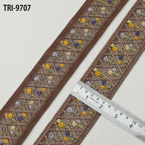 9 Yard Indian Embroidery 5cm Fabric Trim Embellishments DIY Crafting Sewing Saree Indian Sari Border Embroidered Ribbons Decorative Tapes