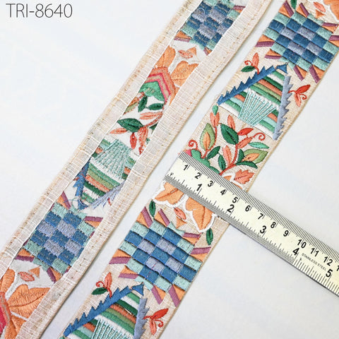 9 Yard Indian Ribbon Embellishment Embroidery Fabric 5cm Trim Embroidered Dog Collars Crafting Costumes Wedding Dress Beach Bag, Shoe making
