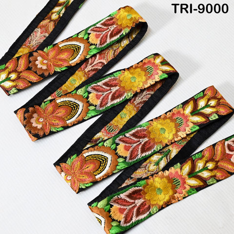 9 Yard Yellow 4cm Sari Border Embroidery Trim Embroidered Saree Ribbon Indian Embellish Sewing Craft Costumes Headband Dog Collar Tote Bags