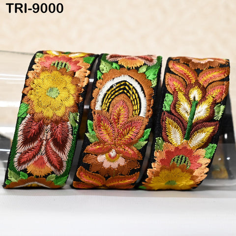 9 Yard Yellow 4cm Sari Border Embroidery Trim Embroidered Saree Ribbon Indian Embellish Sewing Craft Costumes Headband Dog Collar Tote Bags