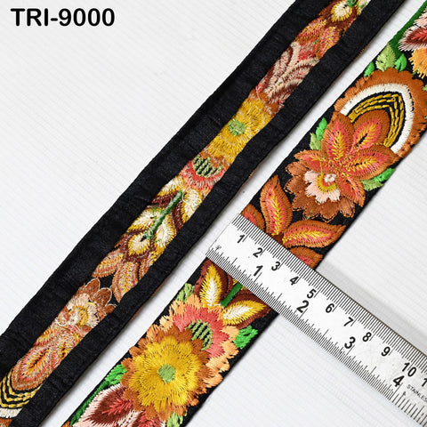 9 Yard Yellow 4cm Sari Border Embroidery Trim Embroidered Saree Ribbon Indian Embellish Sewing Craft Costumes Headband Dog Collar Tote Bags