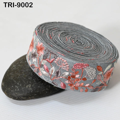 9 Yard Embroidery Ribbon Trim Indian Sewing Embellishment Embroidered Fabric Saree Trimmings Crafting Border Wedding Dress Cushion Cover 4cm