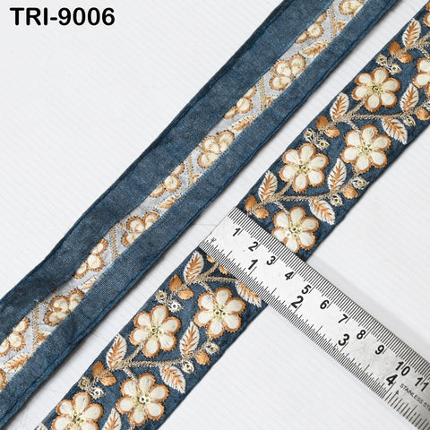 9 Yard Embroidery Fabric Trim 35mm Embellishment Embroidered Ribbon Sewing Crafting Border Indian Wedding Dress Shoe making, Tote Bags Tape