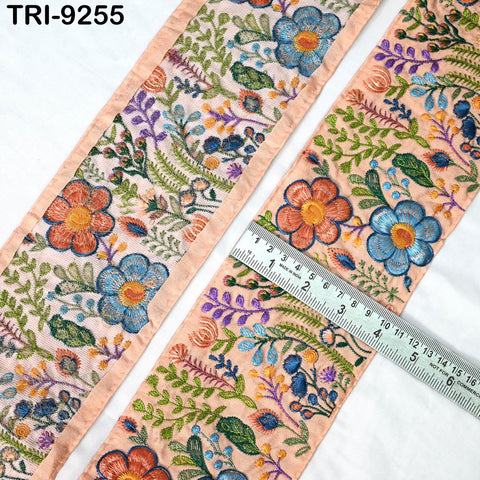 3 Yard Floral Embroidery Fabric Trim Saree Border DIY Crafting Sari Ribbon Sewing Bags Home Décor Embellishment Bridal Dress Trimmings 10cm