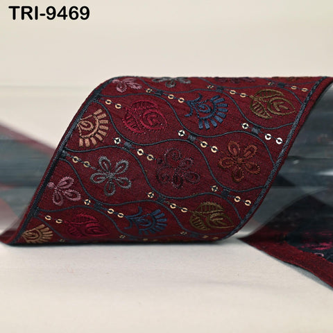 9 Yard Embroidery Ribbon Trim 10cm Saree Border DIY Crafting Sewing Throw Pillow Home Decor Embellishments Historic Costumes Junk Journals