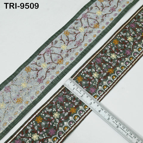 9 Yard Embroidery Ribbon Trim Saree Border DIY Crafting Sewing Throw Pillow Home Decor Embellishments Historic Costumes Junk Journals 9cm