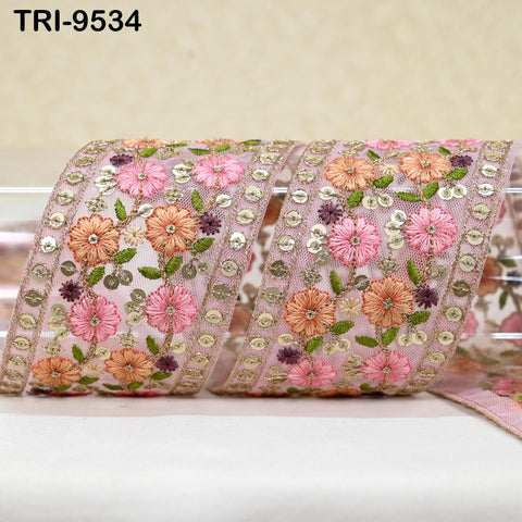 9 Yard Embroidery Ribbon Embellishments DIY Crafting Sewing Indian Sari Border Home Decor Bags Embroidered Fabric Trim Decorative Saree 60mm