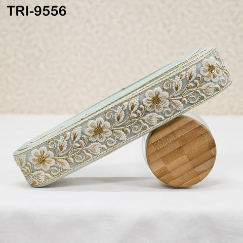 9 Yard Indian Embroidery Trim Embroidered Saree Ribbon Sari Embellishments Cushions Sewing Crafting Trimmings Curtains Headbands Border 45mm