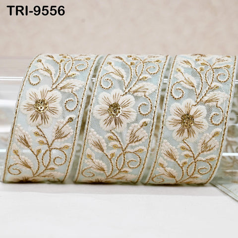 9 Yard Indian Embroidery Trim Embroidered Saree Ribbon Sari Embellishments Cushions Sewing Crafting Trimmings Curtains Headbands Border 45mm