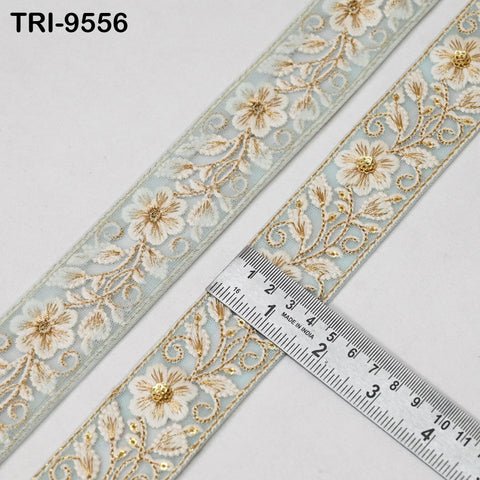 9 Yard Indian Embroidery Trim Embroidered Saree Ribbon Sari Embellishments Cushions Sewing Crafting Trimmings Curtains Headbands Border 45mm