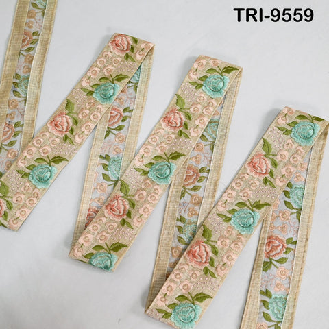 9 Yard Pink Indian Embroidery Ribbons 5cm Trim DIY Crafting Sewing Saree Border Embroidered Tote Bag Theatrical Costumes Holiday Ornaments