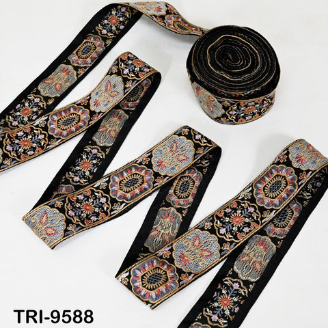 9 Yard Indian Ribbon Embellishment Embroidery Fabric 5cm Trim Embroidered Dog Collars Crafting Costumes Wedding Dress Beach Bag, Shoe making