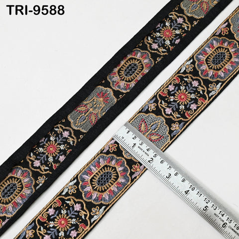 9 Yard Indian Ribbon Embellishment Embroidery Fabric 5cm Trim Embroidered Dog Collars Crafting Costumes Wedding Dress Beach Bag, Shoe making