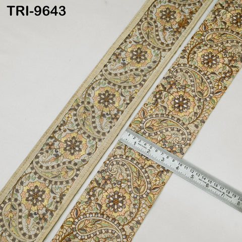 9 Yard Embroidery Ribbon Trim 10cm Saree Border DIY Crafting Sewing Throw Pillow Home Decor Embellishments Theatrical Costumes Junk Journals