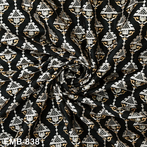 Indian Black Wedding Dresses Material Embroidered Fabric by the yard Sewing DIY Crafting Embroidery Costumes Cushion Covers Table Runners