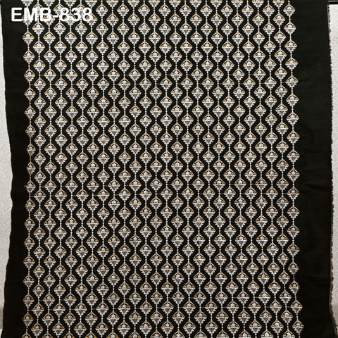 Indian Black Wedding Dresses Material Embroidered Fabric by the yard Sewing DIY Crafting Embroidery Costumes Cushion Covers Table Runners