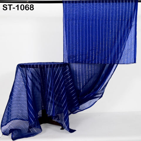 Navy Blue Dupatta Organza Indian Bridal Wedding Lehenga Chunni Veil Gold Zari Scarf Fabric Crafting Dresses Costumes Gift for Her