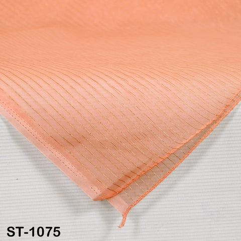 Peach Organza Dupatta – Fabric Scraf Sheer Gold Striped Chunni – Wedding Lehenga Scarf – Indian Bridal Veil – Gift for Her – Festival Wrap