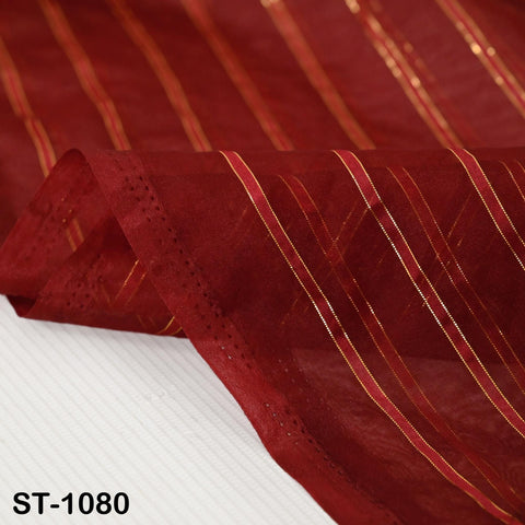 Maroon Dupatta Organza Indian Bridal Wedding Lehenga Chunni Veil Gold Zari Scarf Fabric Crafting Dresses Costumes Gift for Her